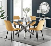 Furniturebox Uk Vogue Round Dining Table And 4 Mustard Pesaro Black Leg Chairs