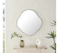Furniturebox UK Wall Mirror - Vita Black Metal Frame Pebble Mirror - Modern Abstract Irregular Organic Shape Decorative Black Mirror for Hallways, Bedrooms, Living Rooms and Dining Rooms