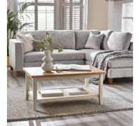 Furniturebox Uk Wood Coffee Table - Eden Wooden Coffee Table - Pale Oak Veneer Top & Cream Legs - Rustic Farmhouse Coffee Table