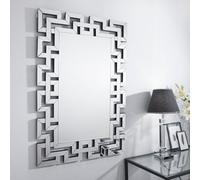 FurnitureboxUK Venetian Large 100cm x 66cm Silver Patterned Mirrored Frame Rectangular Hallway Bedroom Living Room Wall Mirror | Size: 100 cm x 66 cm FurnitureboxUK Silver 100 cm x 66 cm