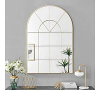 Furniturebox Zeus Large 120Cm X 80Cm Art Deco Gold Window Floor Or Wall Hallway Bedroom Dining And Living Room Mirror