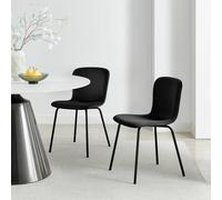 FurnitureboxUK 2 x Asti Black Velvet Dining Chairs FurnitureboxUK Black