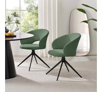 Furnitureboxuk 2X Anika Green Fabric Swivel Dining Chairs Green