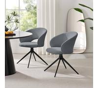 Furnitureboxuk 2X Anika Grey Fabric Swivel Dining Chairs Grey