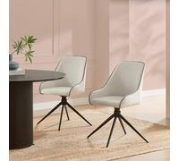FurnitureboxUK 2x Beaumont Cream Fabric Swivel Dining Chairs FurnitureboxUK Cream