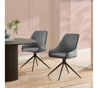 FurnitureboxUK 2x Beaumont Grey Fabric Swivel Dining Chairs FurnitureboxUK Grey