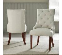 Furnitureboxuk 2X Belgravia Beige Fabric Dining Chairs Walnut Legs Beige