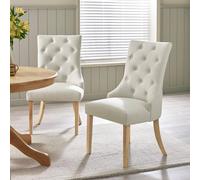 FurnitureboxUK 2x Belgravia Beige Fabric Dining Chairs With Oak Effect Legs FurnitureboxUK Beige