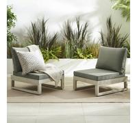 Furniturebox Uk 2X Brisa Limewash Wood And Grey Garden Chairs Set
