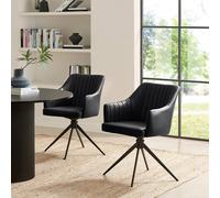 FurnitureboxUK 2x Calla Black Faux Leather Swivel Dining Chairs FurnitureboxUK Black