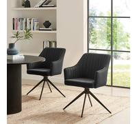 Furnitureboxuk 2X Calla Black Velvet Swivel Dining Chairs Black One Size