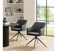 Furnitureboxuk 2X Calla Grey Velvet Swivel Dining Chairs Grey One Size