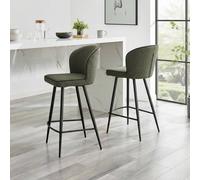 FurnitureboxUK 2x Catriona Grey Fabric Bar Chairs FurnitureboxUK Grey