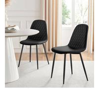 2 x Corona Black Leg Upholstered Modern Luxury Kitchen Dining Chairs - Black
