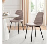 2 x Corona Black Leg Upholstered Modern Luxury Kitchen Dining Chairs - Cappuccino