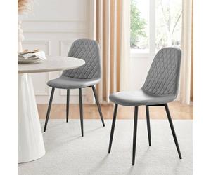 Furnitureboxuk 2X Corona Black Leg Faux Leather Dining Chair In Grey Grey