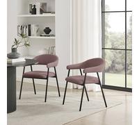 FurnitureboxUK 2x Delos Pale Terracotta Orange Fabric Dining Chairs FurnitureboxUK Terracotta