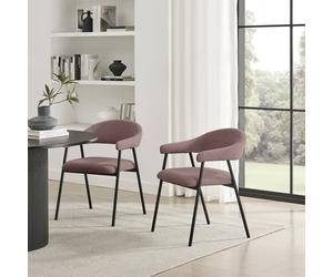 Furnitureboxuk 2X Delos Dusky Pink Fabric Dining Chairs In Terracotta Terracotta