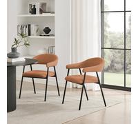 FurnitureboxUK 2x Delos Pale Terracotta Orange Fabric Dining Chairs FurnitureboxUK Terracotta