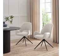 FurnitureboxUK 2x Layla Cream Fabric Swivel Dining Chairs FurnitureboxUK Cream