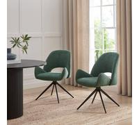 FurnitureboxUK 2x Layla Green Fabric Swivel Dining Chairs FurnitureboxUK Green