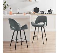 FurnitureboxUK 2x Layla Grey Fabric Bar Chairs FurnitureboxUK Grey