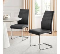 Furnitureboxuk 2X Lorenzo Faux Leather Chrome Dining Chairs In Black Black One Size
