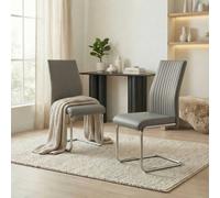 FurnitureboxUK 2x Lorenzo Faux Leather Chrome Dining Chairs in Grey FurnitureboxUK Grey