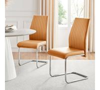 FurnitureboxUK 2x Lorenzo Faux Leather Chrome Dining Chairs in Mustard FurnitureboxUK Mustard