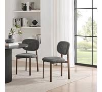 FurnitureboxUK 2x Mirelle Grey Fabric Dining Chairs Bronze Legs in Charcoal FurnitureboxUK Charcoal