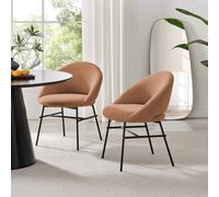 Furnitureboxuk 2X Nella Pale Terracotta Orange Fabric Dining Chairs Terracotta