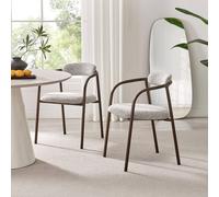FurnitureboxUK 2x Rhea Grey Fabric Dining Chairs Bronze Legs FurnitureboxUK Grey