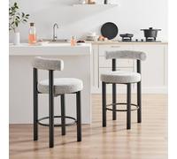 Furnitureboxuk 2X Seren Grey Fabric Bar Chairs Black Legs Grey