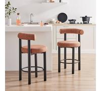 FurnitureboxUK 2x Seren Terracotta Orange Fabric Bar Chairs Black Legs FurnitureboxUK Terracotta