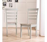 FurnitureboxUK 2x Whitby Whitewashed & Grey Solid Wood Dining Chairs in White FurnitureboxUK White