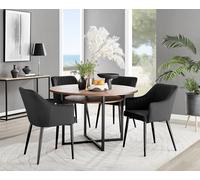 FurnitureboxUK Adley Brown Wood Storage Dining Table & 4 Calla Black Leg Chairs FurnitureboxUK Black