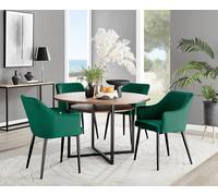 Adley Brown Wood Storage Dining Table and 4 Calla Black Leg Chairs - Green