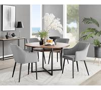 Adley Brown Wood Storage Dining Table and 4 Calla Black Leg Chairs - Grey