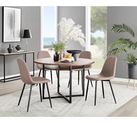 Adley Brown Wood Storage Dining Table and 4 Corona Black Leg Chairs - Cappuccino