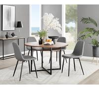 Adley Brown Wood Storage Dining Table and 4 Corona Black Leg Chairs - Grey