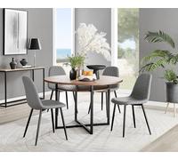 Adley Brown Wood Storage Dining Table and 4 Corona Black Leg Chairs - Grey