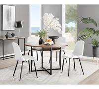 Adley Brown Wood Storage Dining Table & 4 Corona Black Leg Chairs FurnitureboxUK Off White One Size