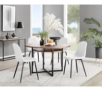 Furnitureboxuk Adley Brown Wood Storage Dining Table & 4 Corona Black Leg Chairs In Off White Off White One Size