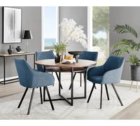 Adley Brown Wood Storage Dining Table & 4 Falun Black Leg Chairs FurnitureboxUK Blue One Size