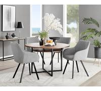Furnitureboxuk Adley Brown Wood Storage Dining Table & 4 Falun Black Leg Chairs In Light Grey Light Grey One Size