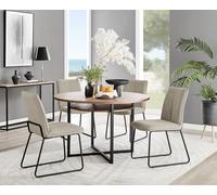 Adley Brown Wood Storage Dining Table and 4 Halle Chairs - Taupe