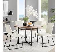 FurnitureboxUK Adley Brown Wood Storage Dining Table & 4 Halleyy Chairs in Cream FurnitureboxUK Cream
