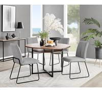 Furnitureboxuk Adley Brown Wood Storage Dining Table & 4 Halleyy Chairs In Light Grey Light Grey