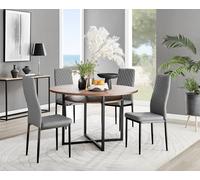 FurnitureboxUK Adley Brown Wood Storage Dining Table & 4 Milan Black Leg Chairs in Grey FurnitureboxUK Grey