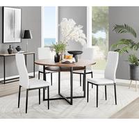 Adley Brown Wood Storage Dining Table & 4 Milan Black Leg Chairs FurnitureboxUK Off White One Size